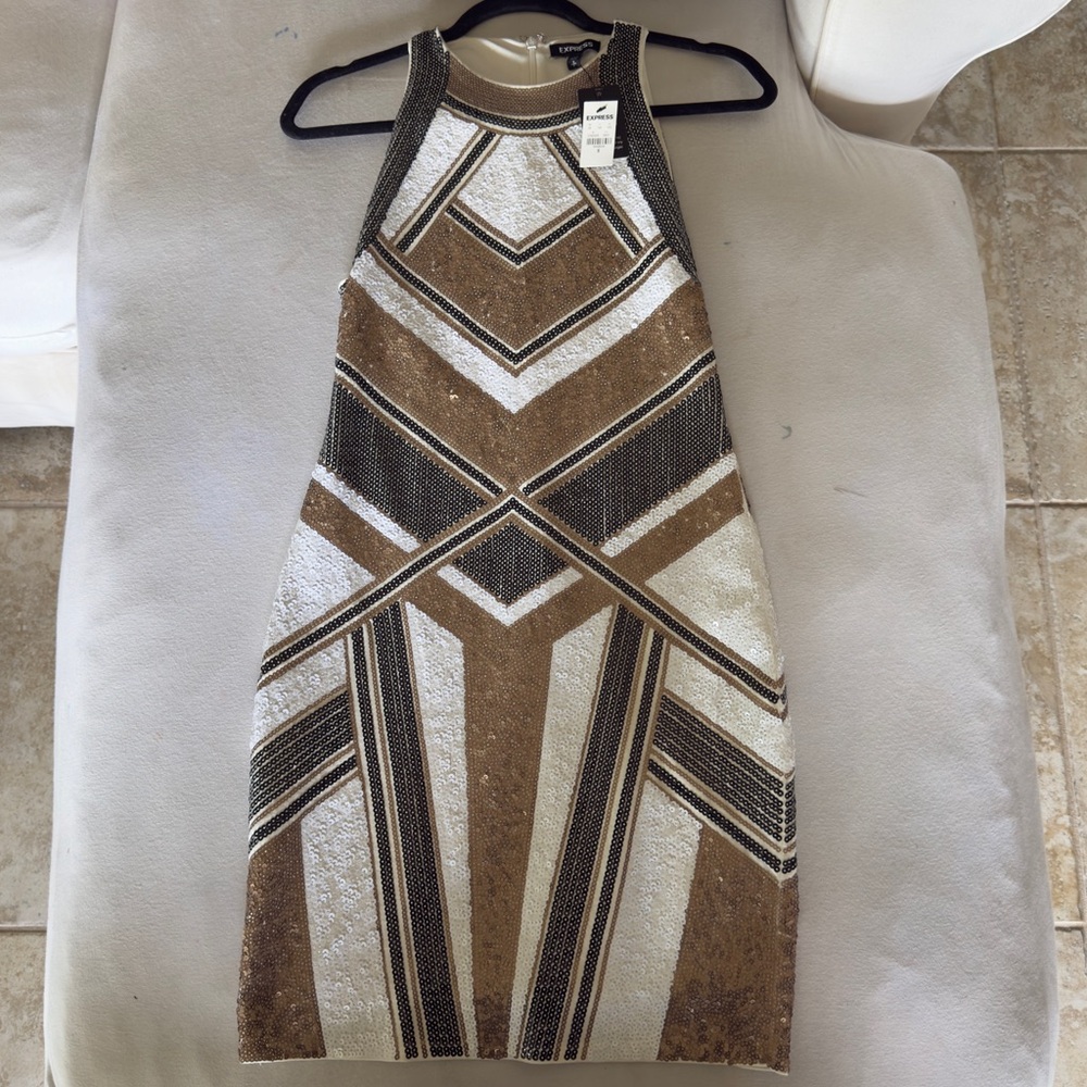 NWT Express Aztec Sequin Bodycon Mini Dress